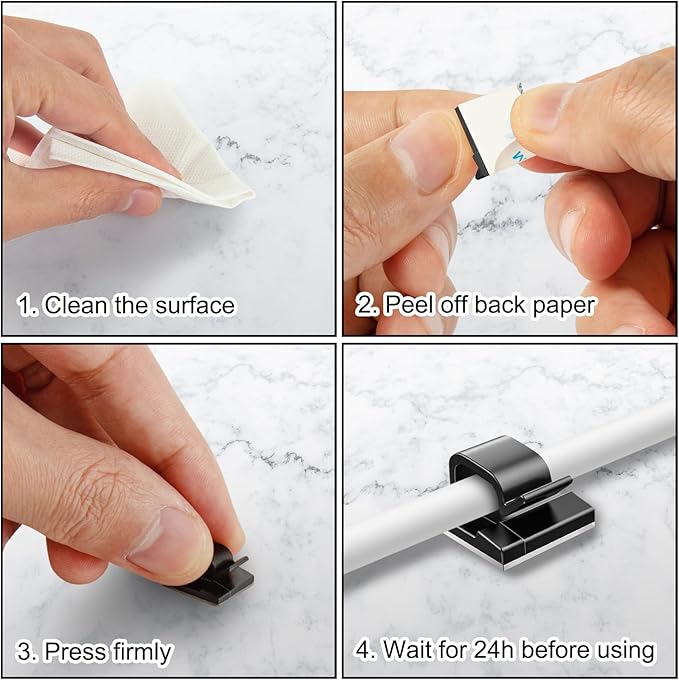 65 Pcs Cable Clips, Adhesive Cable Organizer Cord Holder Wire Clip Wire - Image 5