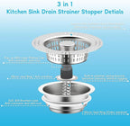 3 in 1 Kitchen Sink Drain Strainer, Upgraded Pop Up Kitchen Sink Stopper - Image 4