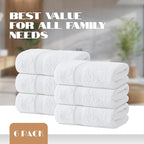 White Hand Towels Set for Bathroom, 6 Pack - Image 4