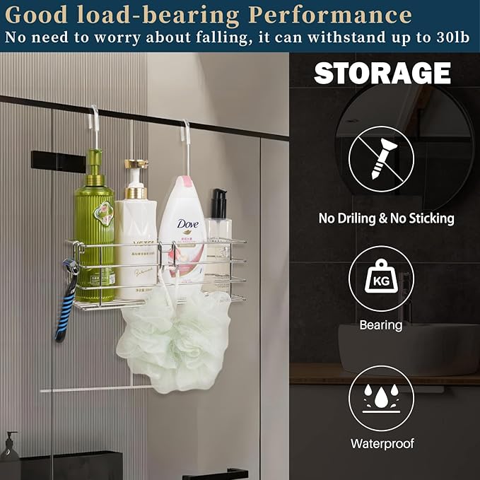 Shower Caddy Hanging Shower Rack SUS304 Stainless Steel Hanging Shower Orangizer - Image 2