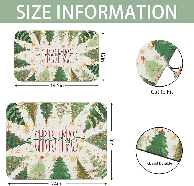 Christmas Dish Drying Mat for Kitchen Counter 2 Pack - Image 4