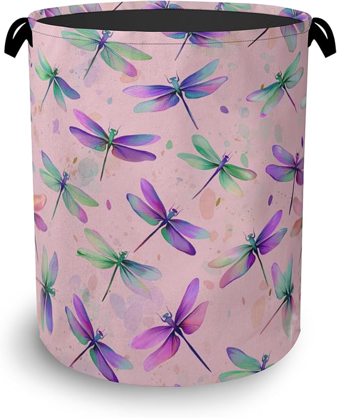 Colorful Dragonfly Laundry Basket, Foldable by Unknown