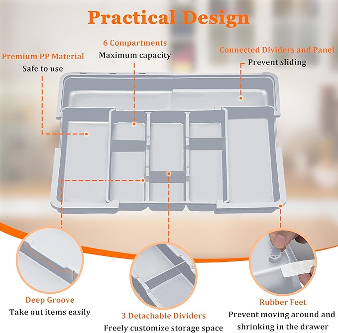 Large Utensil Drawer Organizer Expandable Silverware Organizer - Image 7