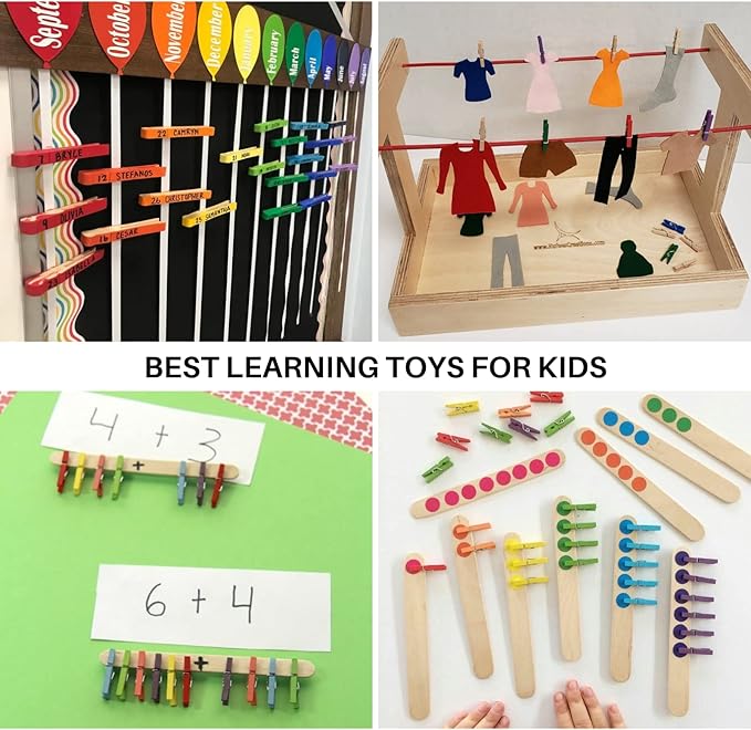 Mini Clothes Pins for Photo, Small Clothespins 200 pcs 1" Natural Wooden - Image 8