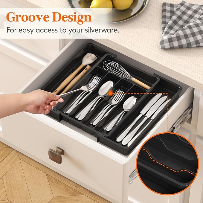 Lifewit Silverware Drawer Organizer, Expandable Utensil Tray - Image 7