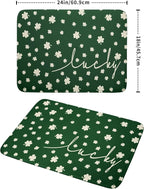 Giwawa St Patricks Day Dish Drying Mat Green Lucky Clovers Dish Drainer Mats - Image 2