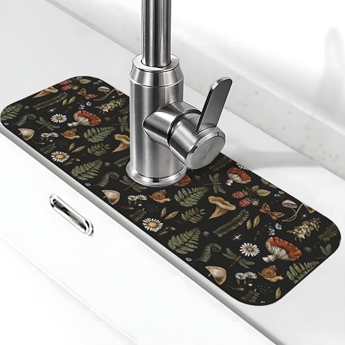 Vintage Magic Witch Mushroom Fern Witchcraft Kitchen Sink Splash Guard Faucet by Unknown