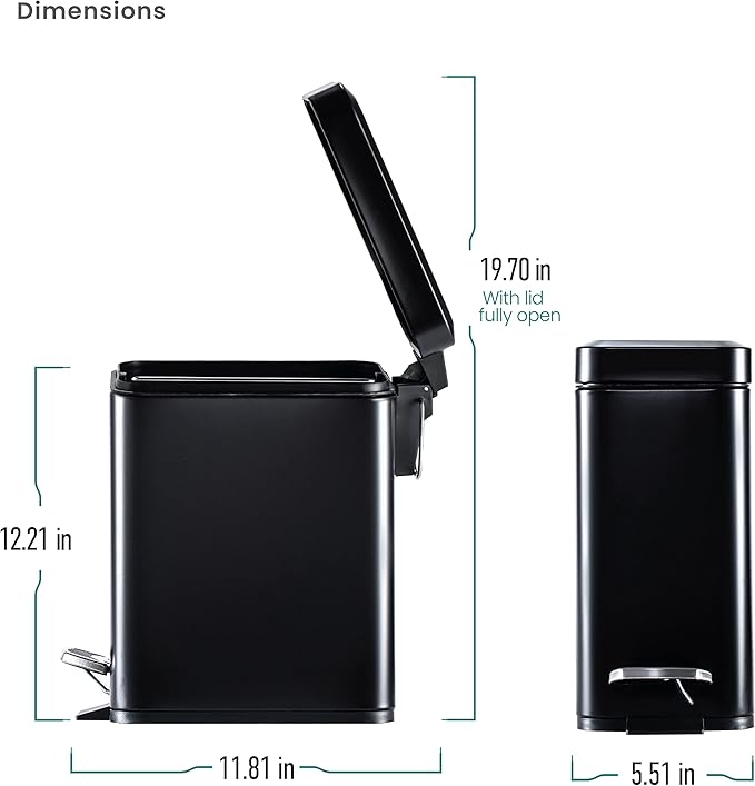 Home Zone Living 1.3 Gallon Small Bathroom Trash Can - Image 8