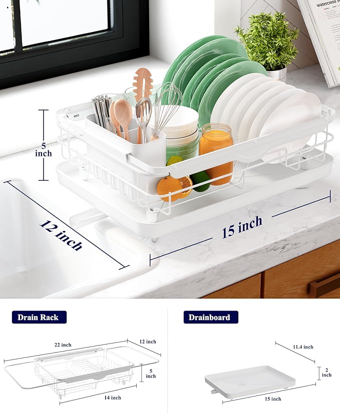 Kitsure Dish Drying Rack for Kitchen Counter, Stainless Steel Sink Organization - Image 3