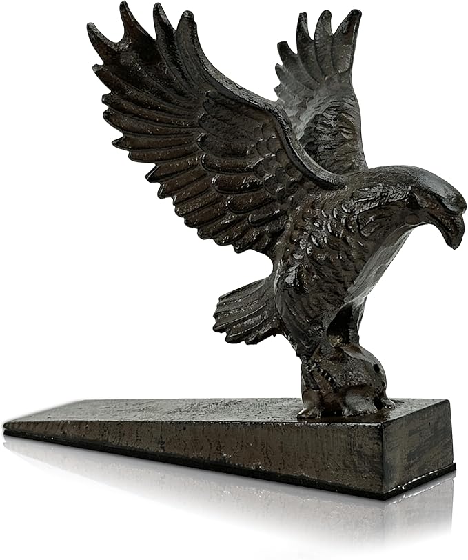 Bald Eagle Cast Iron Door Stop – Heavy Duty Decorative Door Stop, Vintage Style by LintonArts