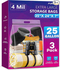 25 Gallon Extra Large Storage Bags 35”x 24”Resealable Clear Bags by FURWEY