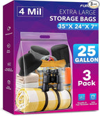 25 Gallon Extra Large Storage Bags 35”x 24”Resealable Clear Bags by FURWEY