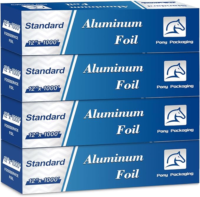 Aluminum Foil Standard 12 inch Wide, 1000 FT Food Safe Foil Wrap by PonyPackaging