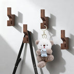 Walnut Wood Wall Peg Rack Hooks 2 Pack, Natural Wooden Coat Hooks Wall Mounted - Image 2