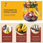 2 Tier Large Fruit Basket for Kitchen Counter - Image 3