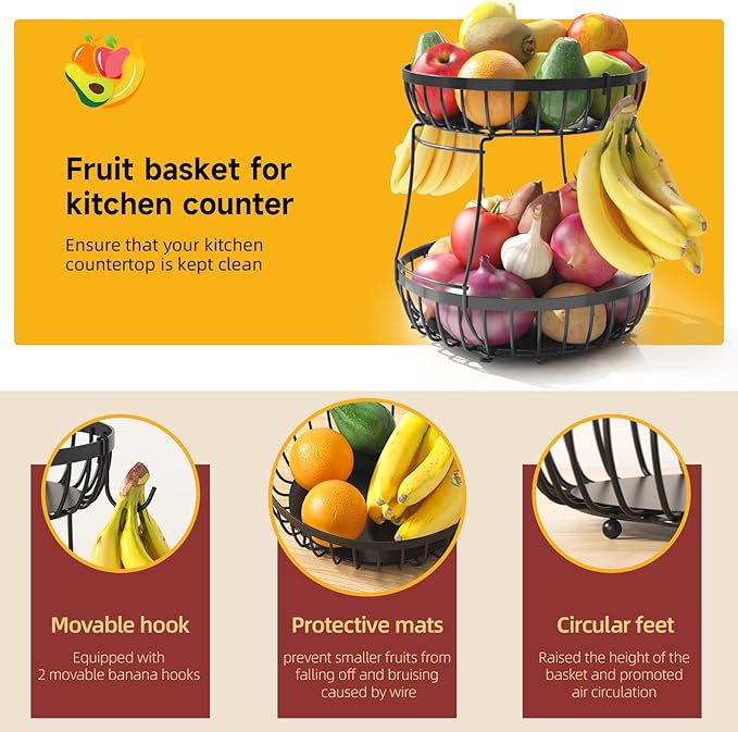 2 Tier Fruit Basket for Kitchen Counter - Image 3