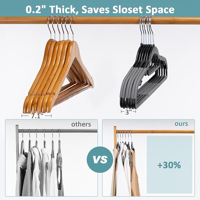 Heavy Duty Plastic Clothes Hangers, Space Saving Hangers 30 Pack, 0.2 Inches - Image 7