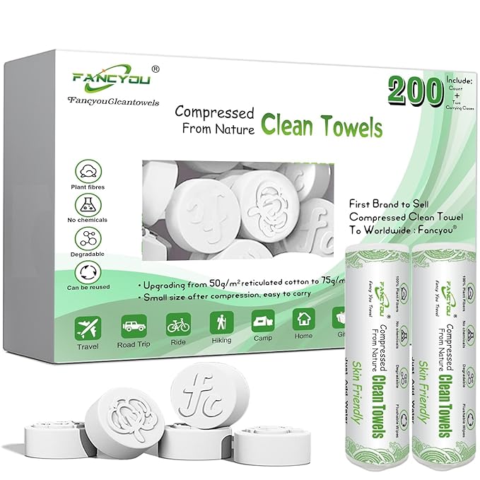 Compressed Towel Tablets 200 Count, Thicken Disposable Face Towel by Fancyou