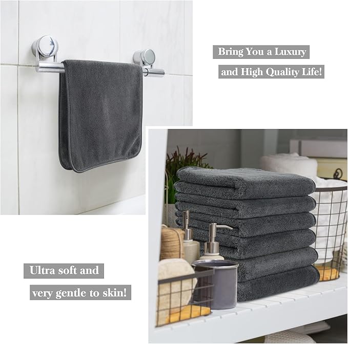 KinHwa Microfiber Hand Towels for Bathroom Soft and Absorbent Face Towels Grey - Image 6
