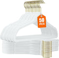 50 Pack White Velvet Hangers, Non Slip, Heavy-Duty, Space Saving, by Uinicor