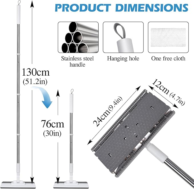 Mini Sweeper Mop, Masthome Reusable Clamp Mop - Image 8