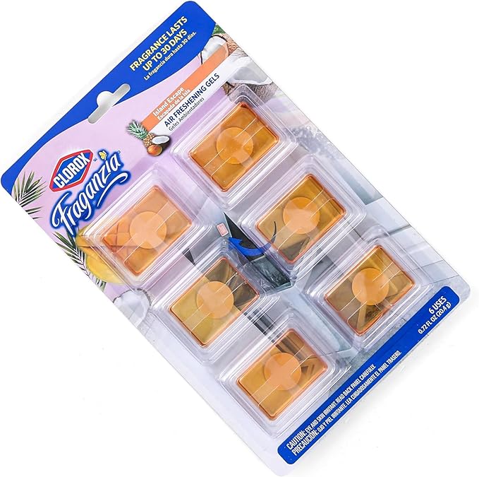 Clorox Fraganzia Stick-On Gel Fresheners, Island Escape Trash Can Deodorizer Up - Image 3