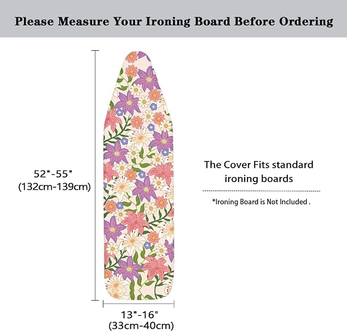 Colorful Flowers Ironing Board Cover and Pad 15 x 54 Heavy Duty Iron Board - Image 6