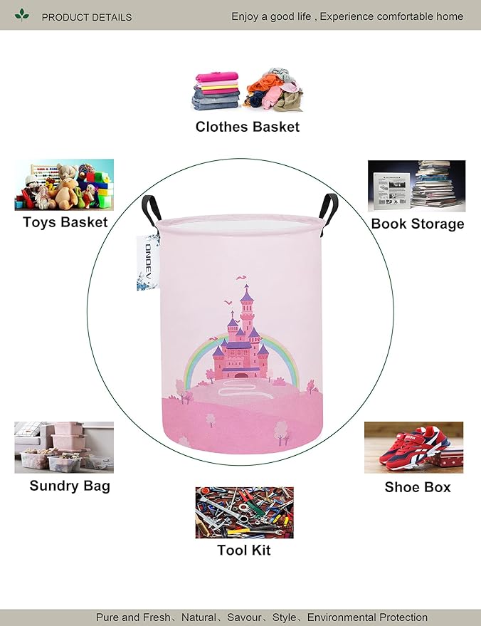 Laundry Hamper, Round Waterproof Storage Basket - Image 3
