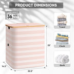BALEINE Laundry Hamper with Lid, Tall Laundry Baskets with Bamboo Pull Handles - Image 4
