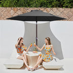 JEAREY 7.5FT Patio Umbrella Market Table Umbrella with 6 Sturdy Ribs, Push Button Tilt/Crank Outdoor Umbrella for Garden, Deck, Backyard, Pool and Beach,Gray - Image 2