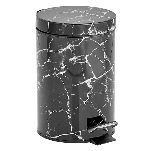 mDesign Extra Small Modern 3-Liter/.7 Gallon Round Metal Lidded Step Trash Can - Image 8