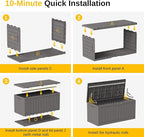 EAST OAK Outdoor Storage Box, 90 Gallon Deck Box, Waterproof Resin Storage Bin for Patio Cushions, Gardening Tools, Lockable, UV Resistant, Grey - Image 7