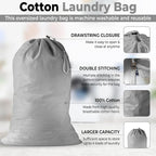 2 Pack - Extra Large Cotton Laundry Bag, Heavy Duty Large Laundry Bags 24 x 36 - Image 5