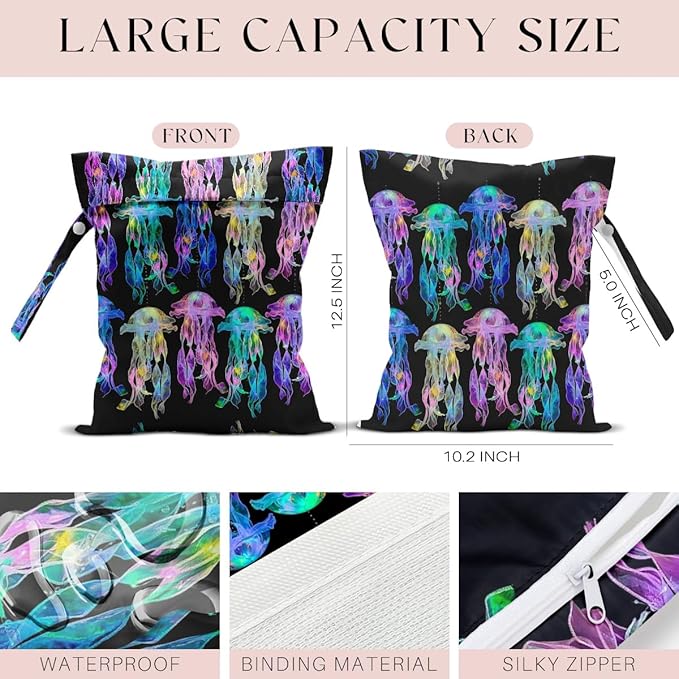 Waterproof Wet Bag for Swimsuit, Travel Beach Wet Dry Bag, Hidden Zipper - Image 2