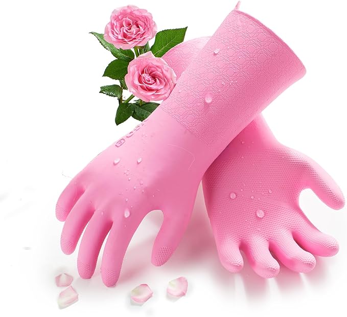 Vgo... Household Cleaning Gloves, Double-layer, Lined Dishwashing Gloves by Vgo