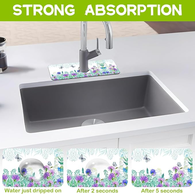 Kitchen Sink Splash Guard Faucet Mat Super Absorbent Fast Drying Mat Guard - Image 3