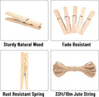 KINGLAKE Natural Clothes Pins Wooden - Image 3