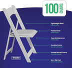 SIMPLEX 100 White Resin Stackable Chairs - Comfortable White Foldable Chair - Folding Chairs with Padded Seats - Indoor/Outdoor Folding Chairs for Events - Lightweight Foldable Chairs. (Set of 100) - Image 3