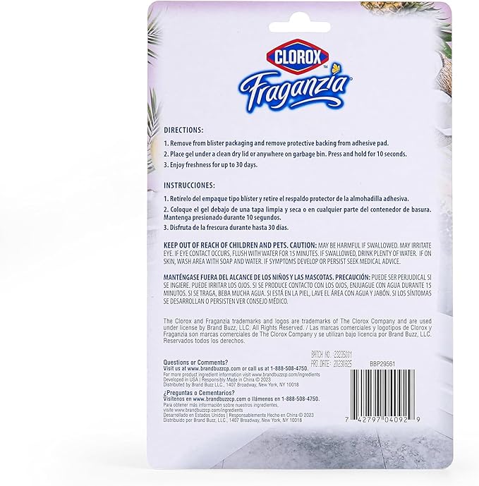 Clorox Fraganzia Stick-On Gel Fresheners, Island Escape Trash Can Deodorizer Up - Image 4