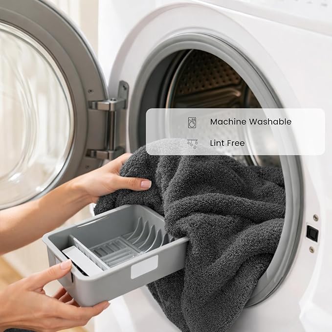 SEMAXE Bathroom Towel Set, 8-Piece Gray Cotton Towels - Image 6