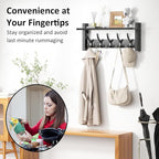 Coat Rack Wall Mount with Shelf, 17.1 Inch Coat Hanger Walls Mounted, Hat Rack - Image 5