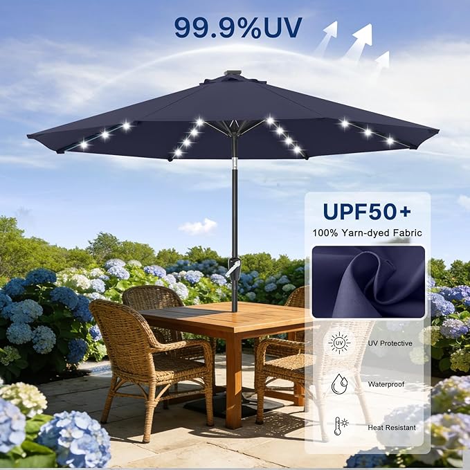 ABCCANOPY Durable Solar Led Patio Umbrellas with 32LED Lights 11FT (Deep Blue) - Image 5