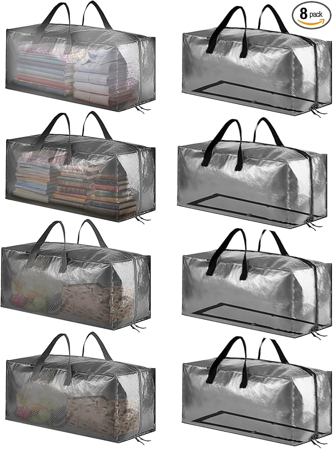 SpaceAid Heavy Duty Moving Bags, Extra Large Storage Totes W/Backpack Straps by SpaceAid