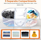 Durable Collapsible Foldable Mesh Pop Up Laundry Basket, 3 Compartments Easy to - Image 3