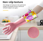 KAQ 3 Pairs Dishwashing Cleaning Gloves, Reusable Long Rubber Gloves - Image 5