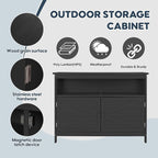 HIPS All-Weather Outdoor Storage Cabinet,Outdoor Sideboard with Magnetic Doors,3-Shelves Patio Storage Cabinet, Used for Garden,Buffet Cabinet,TV Stand, Bar Table,Balcony - Image 4