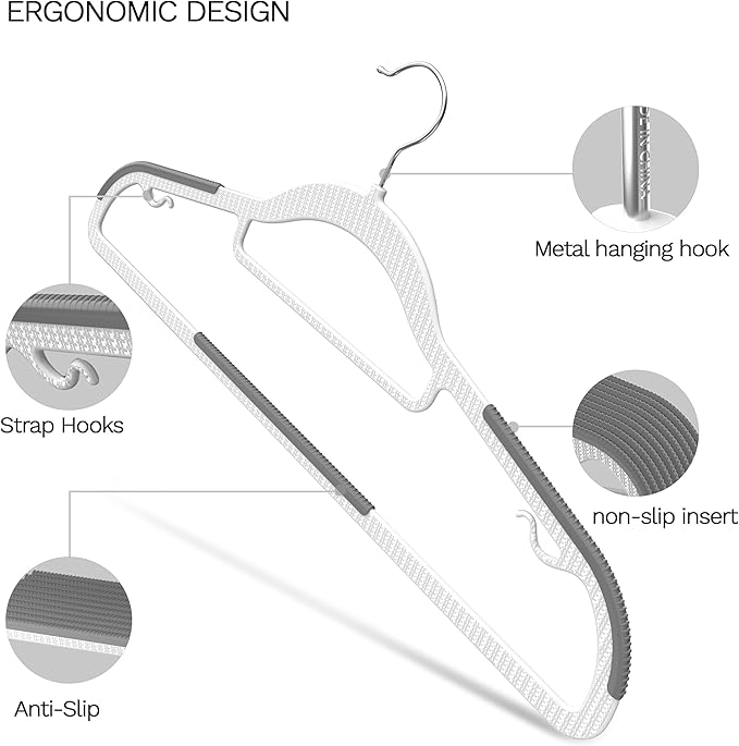 20 Pack Heavy Duty Plastic Hangers, Non Slip Clothes Hangers - Image 2