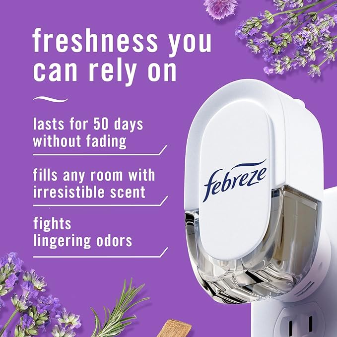 Febreze Plug in Air Fresheners, Mediterranean Lavender, Odor Eliminator - Image 2