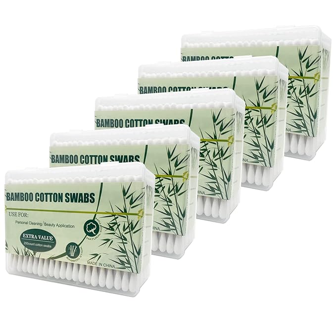 Bamboo Cotton Swabs, Biodegradable Wood Cotton Buds 1000pcs by qzcccecl