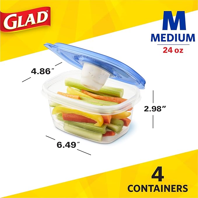 GladWare To Go Snack Food Storage Containers, Medium Rectangle Holds 24 Ounces - Image 5